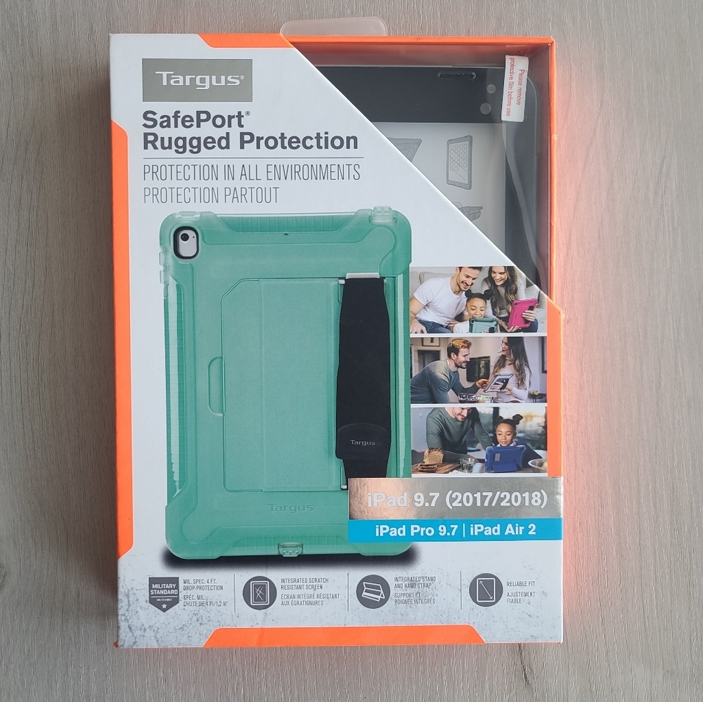 Targus iPad 9.7 iPad Air 2 Case 2017/2018 SafePort Rugged Protection Teal Green